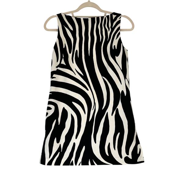 Weekend Max Mara Zebra Print Shift Dress Tunic Top Black White Cotton EU 38 US 4 - Picture 1 of 16